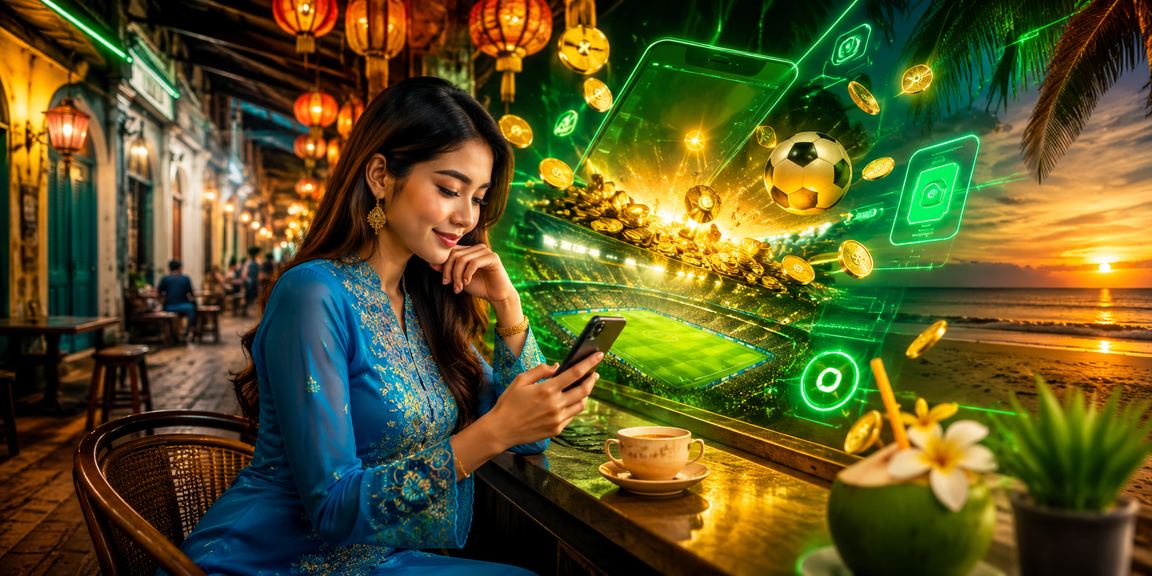 Pemain dari Ipoh mengakses platform pertaruhan sukan ek346 melalui telefon pintar sambil berpakaian baju kurung